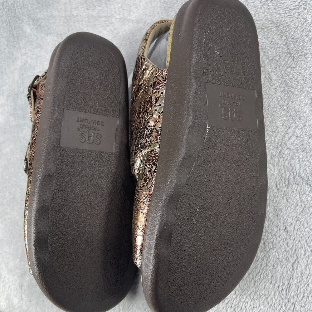 SAS Sandals Women 10 Bronze Ginger Metallic Crackle Comfort Slingback - Picture 7 of 9